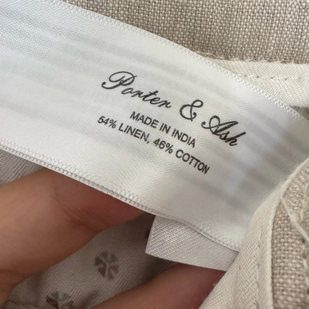 Porter & Ash Beige Linen & Cotton Men’s Pants Sz 30